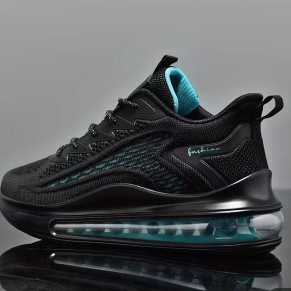 NEW - FASHION BLACK AND GREEN ANTI SLIP RUBBER SOLE RUNNING SHOES WOMENS- SIZE 8 - Picture 5 of 6